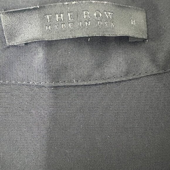 The Row Black Silk Button Down Shirt Size M Pleated Back Long Sleeves Semi-Sheer - Picture 7 of 8